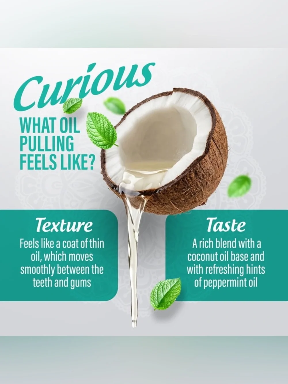 NEW GuruNanda Natural Whitening Pulling Oil w/ Coconut & Farmed Mint Peppermint